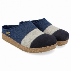Women's Haflinger LINES Clogs Blue | NZ TPO054