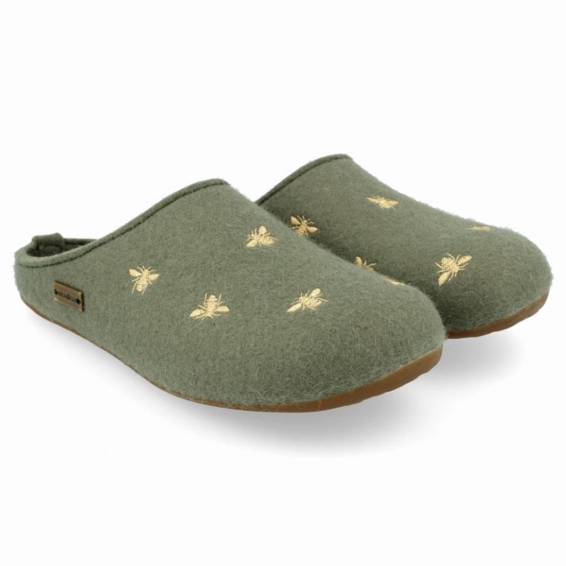 Men\'s Haflinger API Slippers Light Green | NZ AUE386