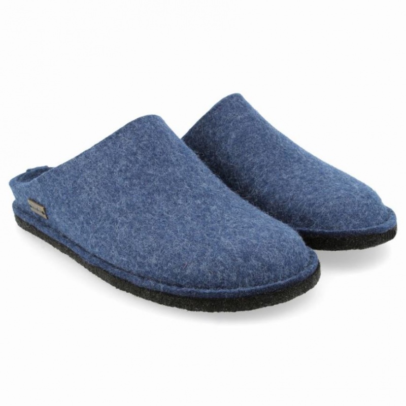 Men\'s Haflinger SOFT Slippers Blue | NZ ANC763
