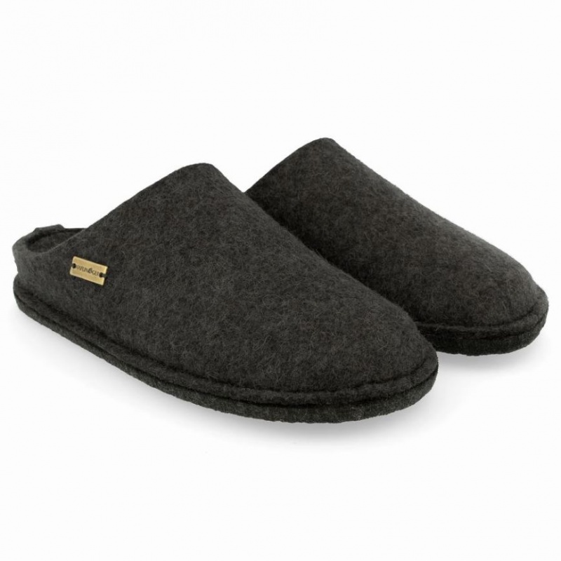 Men\'s Haflinger SOFT Slippers Dark Grey | NZ RPE295