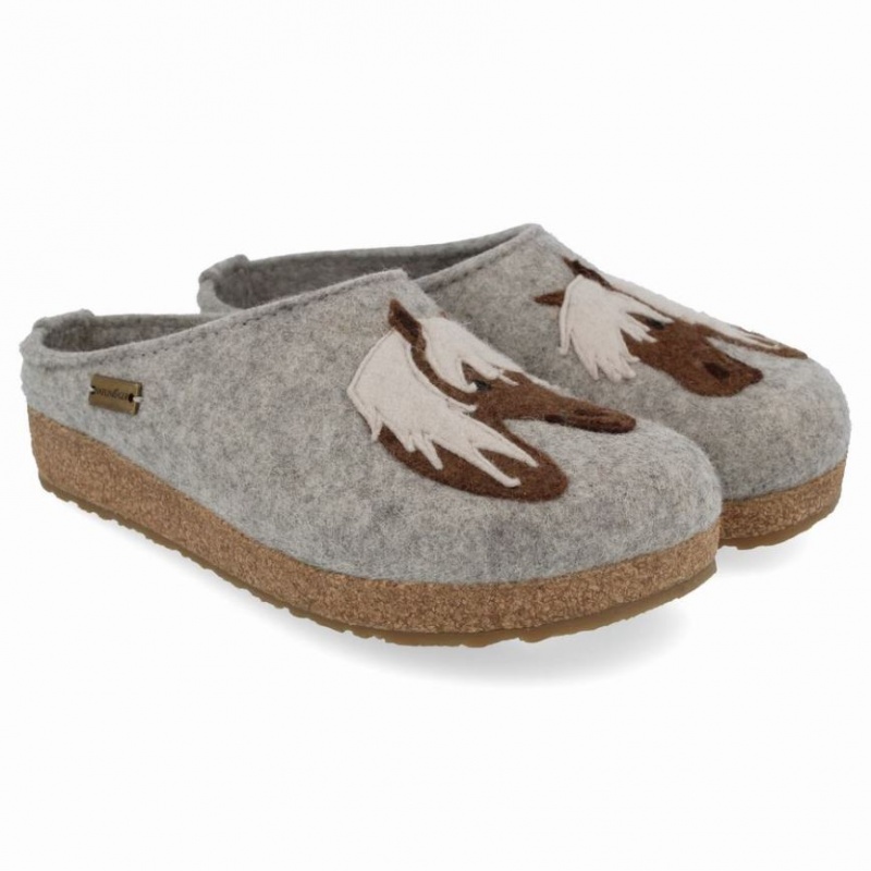 Women\'s Haflinger CAVALLO Clogs Light Grey | NZ TAB631