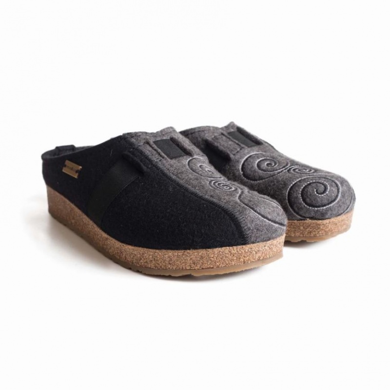 Women\'s Haflinger MAGIC Clogs Black / Grey | NZ VHD495