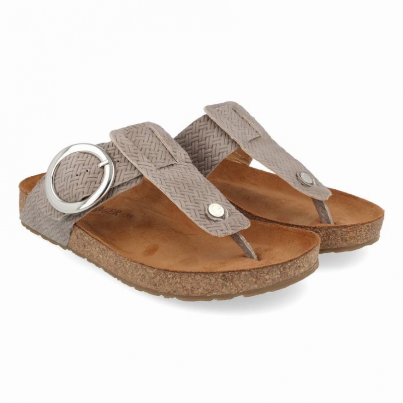 Women\'s Haflinger ROUND BUCKLE CORINNA Sandals Grey | NZ GBX716