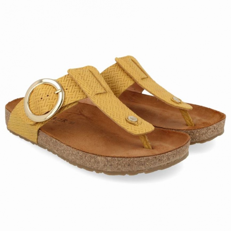 Women\'s Haflinger ROUND BUCKLE CORINNA Sandals Yellow | NZ ZFB596