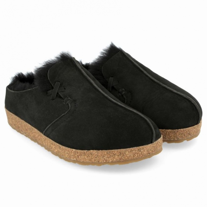 Women\'s Haflinger SASKATCHEWAN Clogs Black | NZ TVS074